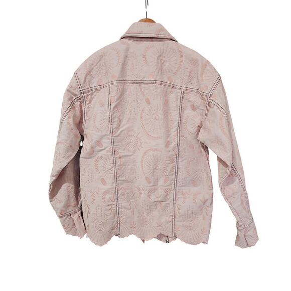 Aje Epacris Embroidered Denim Jacket Pink Size 12 NWOT - Picture 3 of 7